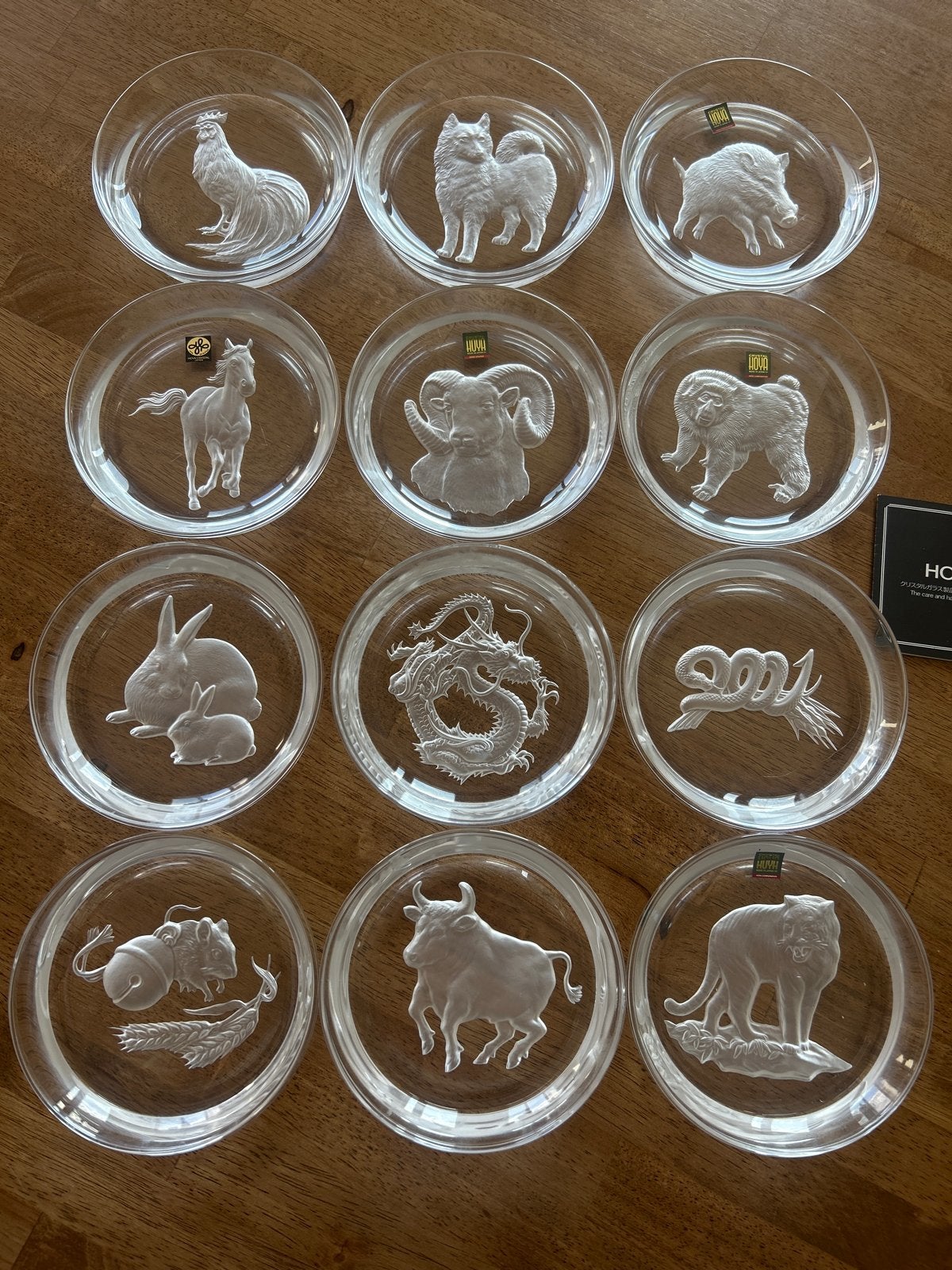 Hoya Crystal Chinese Zodiac schaaltjes- Complete Set, Ophalen of Verzenden