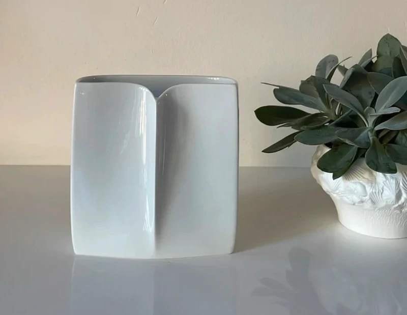 Rosenthal Owl vaas, Wit, Zo goed als nieuw, Steen/keramiek, 15 cm