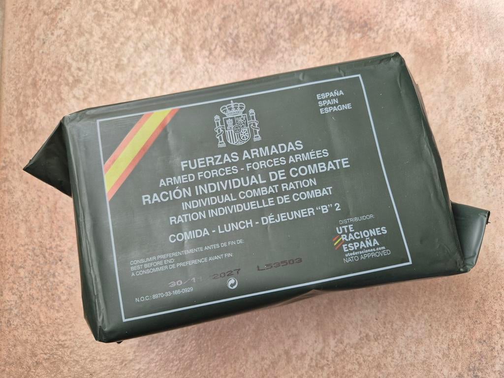 B2 Spaans Leger Rantsoen MRE - Individuele Gevechtsrantsoen, Verzamelen, Militaria | Algemeen, Ophalen of Verzenden