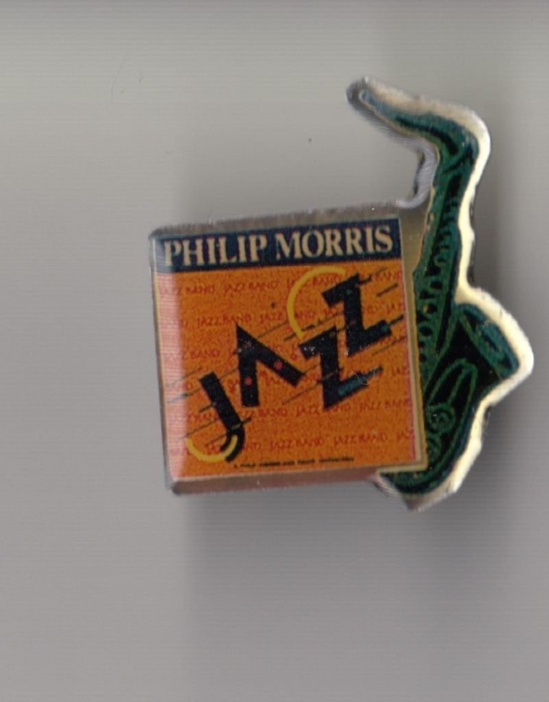 Saxofoon pin Jazz Philip Morris, Gebruikt, Niet vindbaar, Niet vindbaar, Speldje of Pin