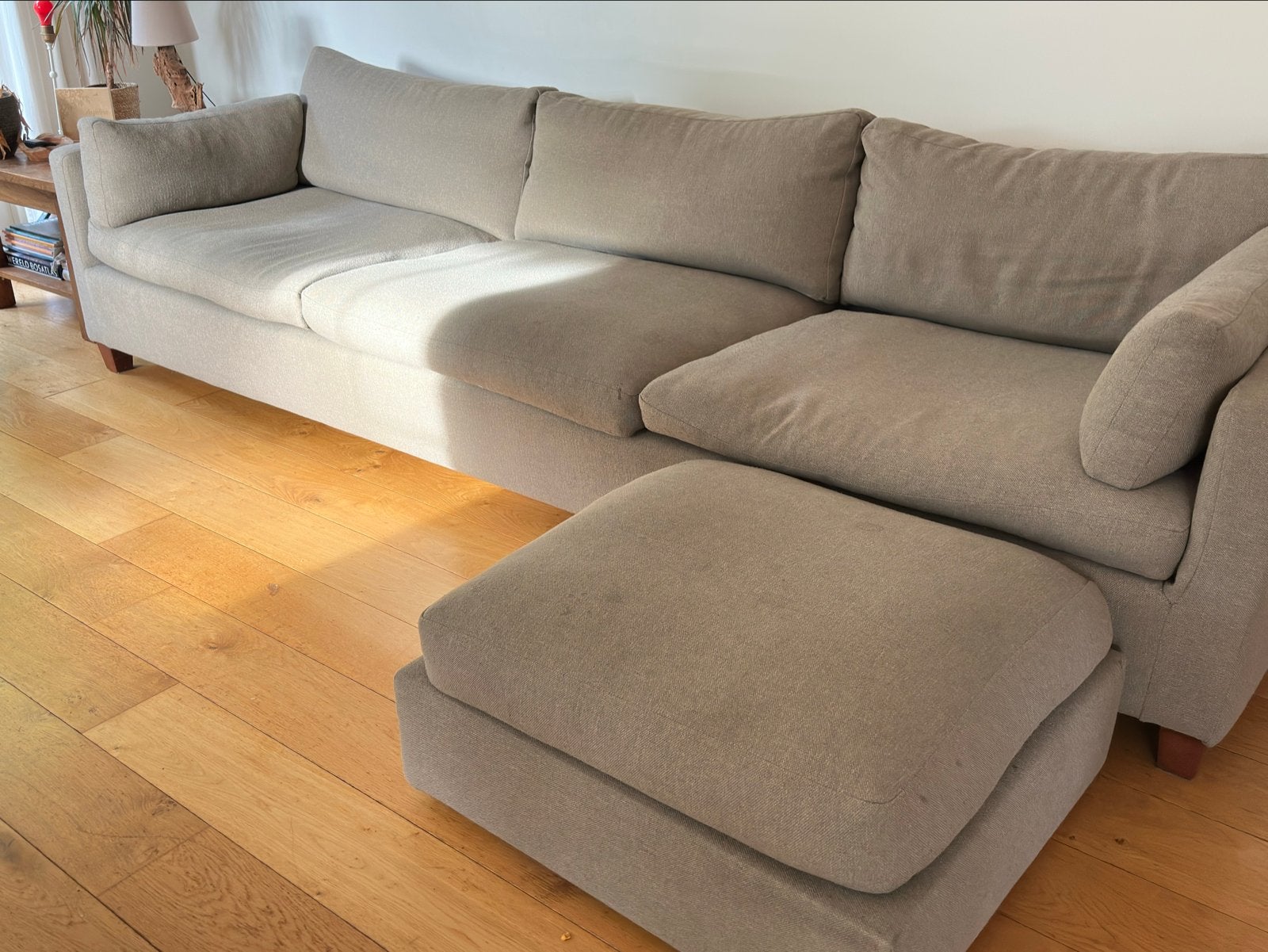 Linteloo bank 3,90 meter met chaise longue, Ophalen, Gebruikt, 100 tot 125 cm, Hoekbank
