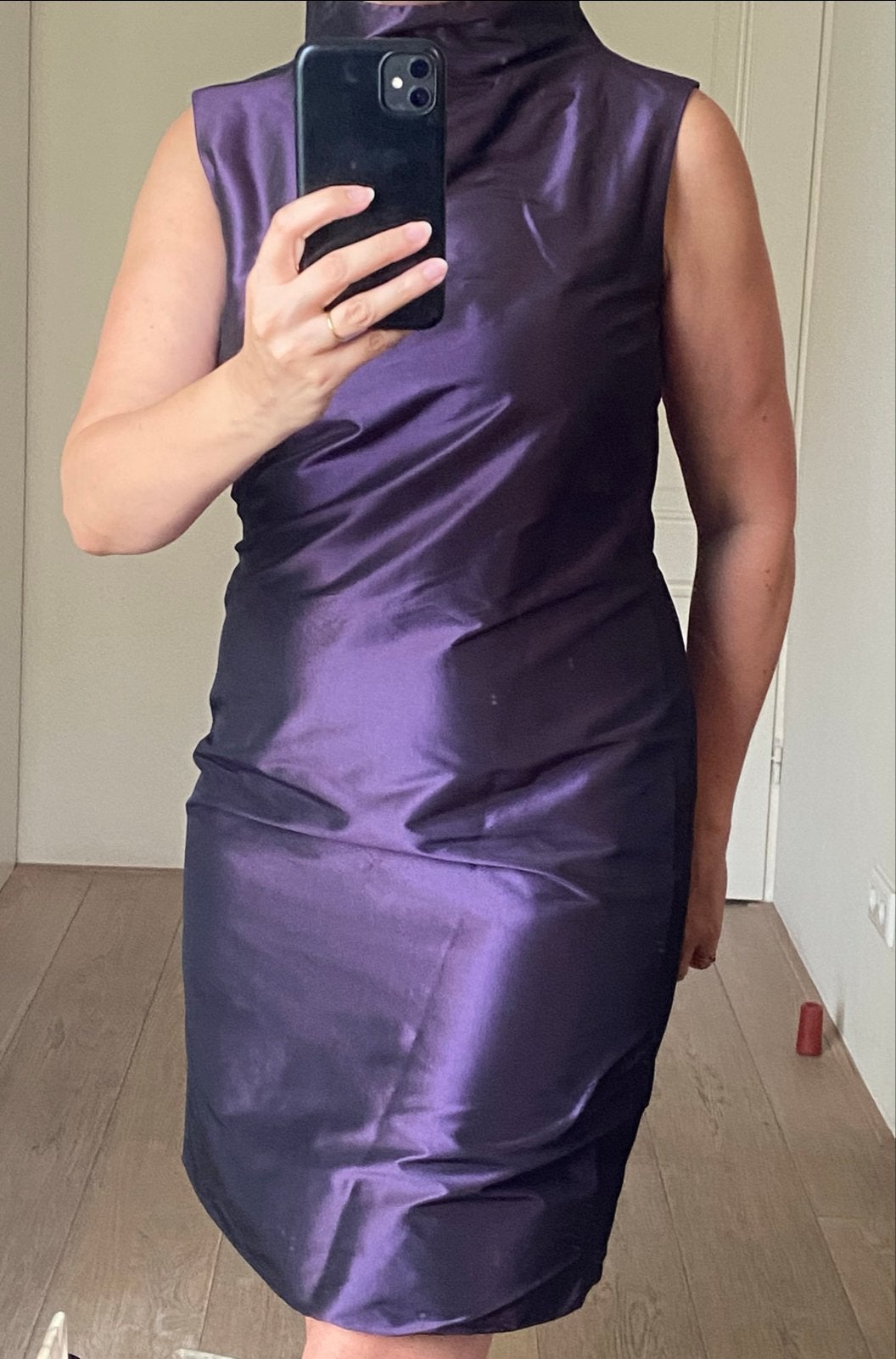 Pauw paarse zijden jurk maat 3, Kleding | Dames, Jurken, Maat 38/40 (M), Paars, Ophalen of Verzenden, Zo goed als nieuw