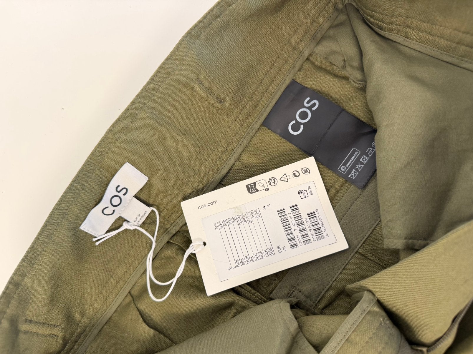 COS Pleated Linen-Blend Utility Shorts Kaki 34-S korte broek, P, Kort, P, P