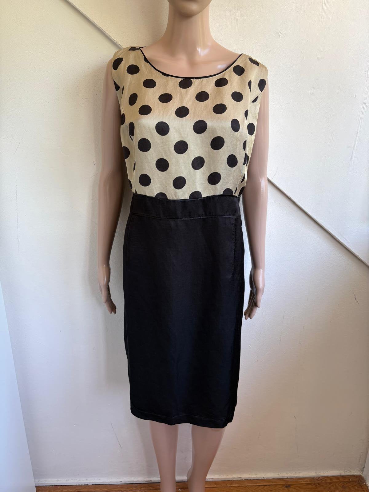 Frans Molenaar jurk maat 46 zwart beigegoud polkadot stippen, Kleding | Dames, Zwart, Maat 46/48 (XL) of groter, Ophalen of Verzenden