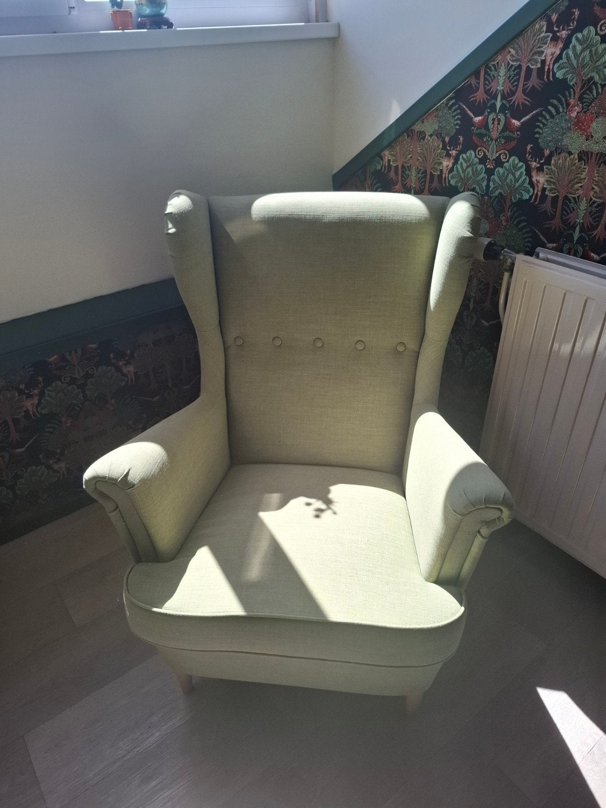 Ikea Fauteuil Strandmon, Huis en Inrichting, Fauteuils, Ophalen, Zo goed als nieuw, 75 tot 100 cm, 50 tot 75 cm