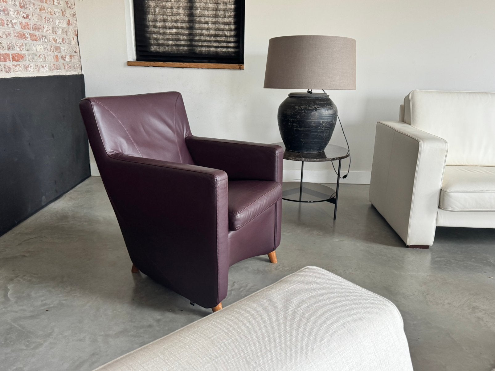 Leolux Dolcinea fauteuil - Paars leer -, X, Ophalen of Verzenden, Zo goed als nieuw, X