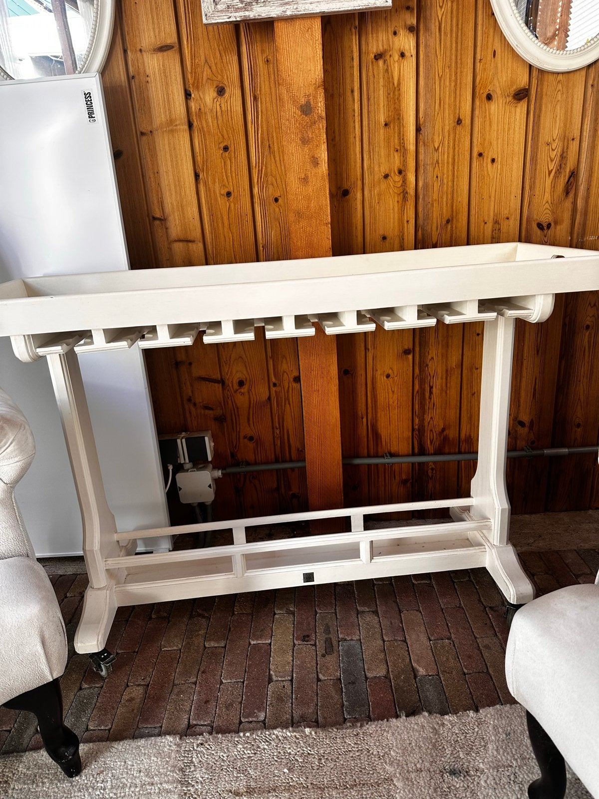 Witte serveerwagen / barwagen met wijnglazenhouder, Ophalen, 50 tot 100 cm, 100 tot 150 cm, Zo goed als nieuw