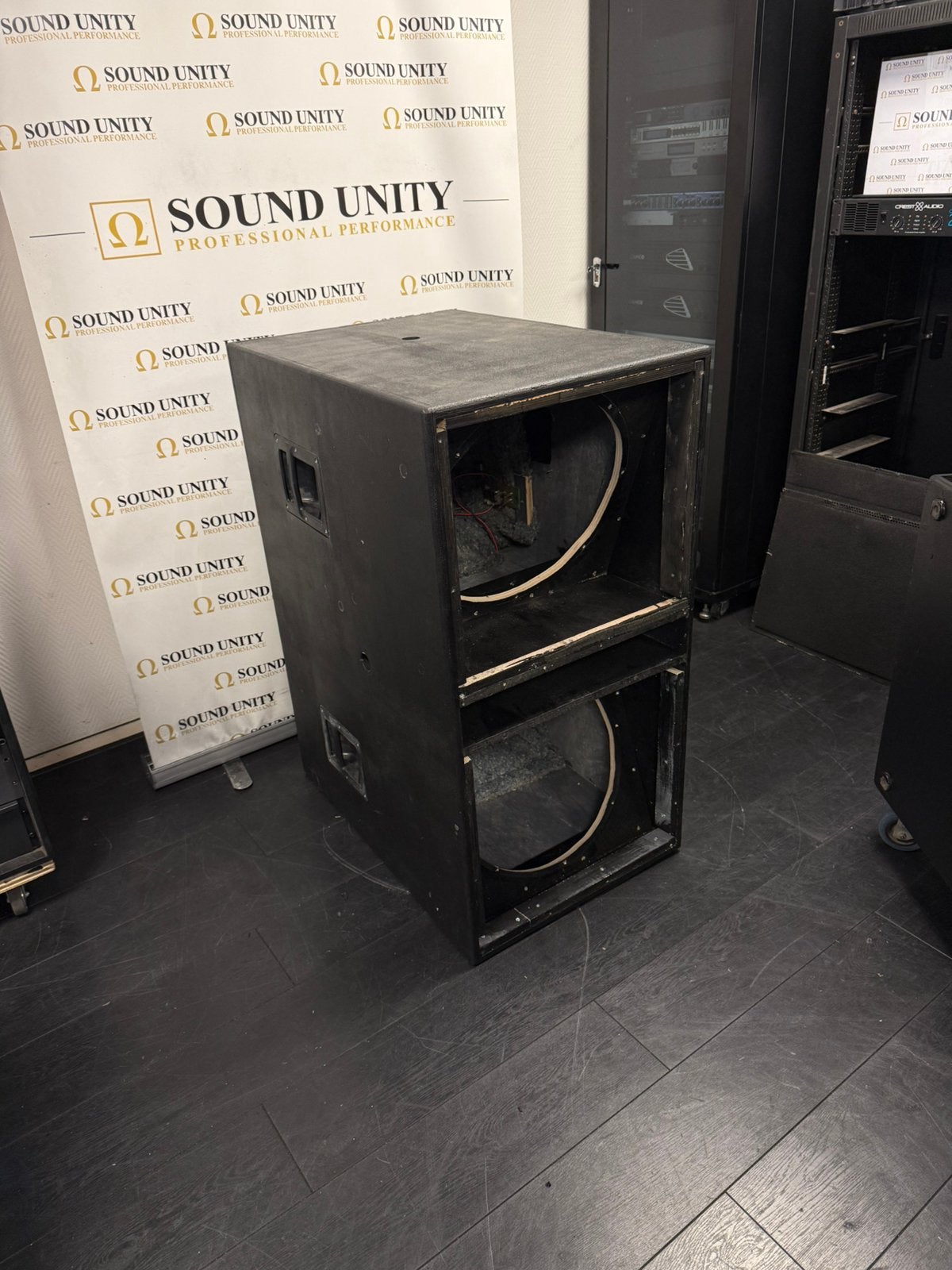lege dubbele 18”-inch sub / speakerkast, Ophalen, Zo goed als nieuw, Subwoofer, Overige merken