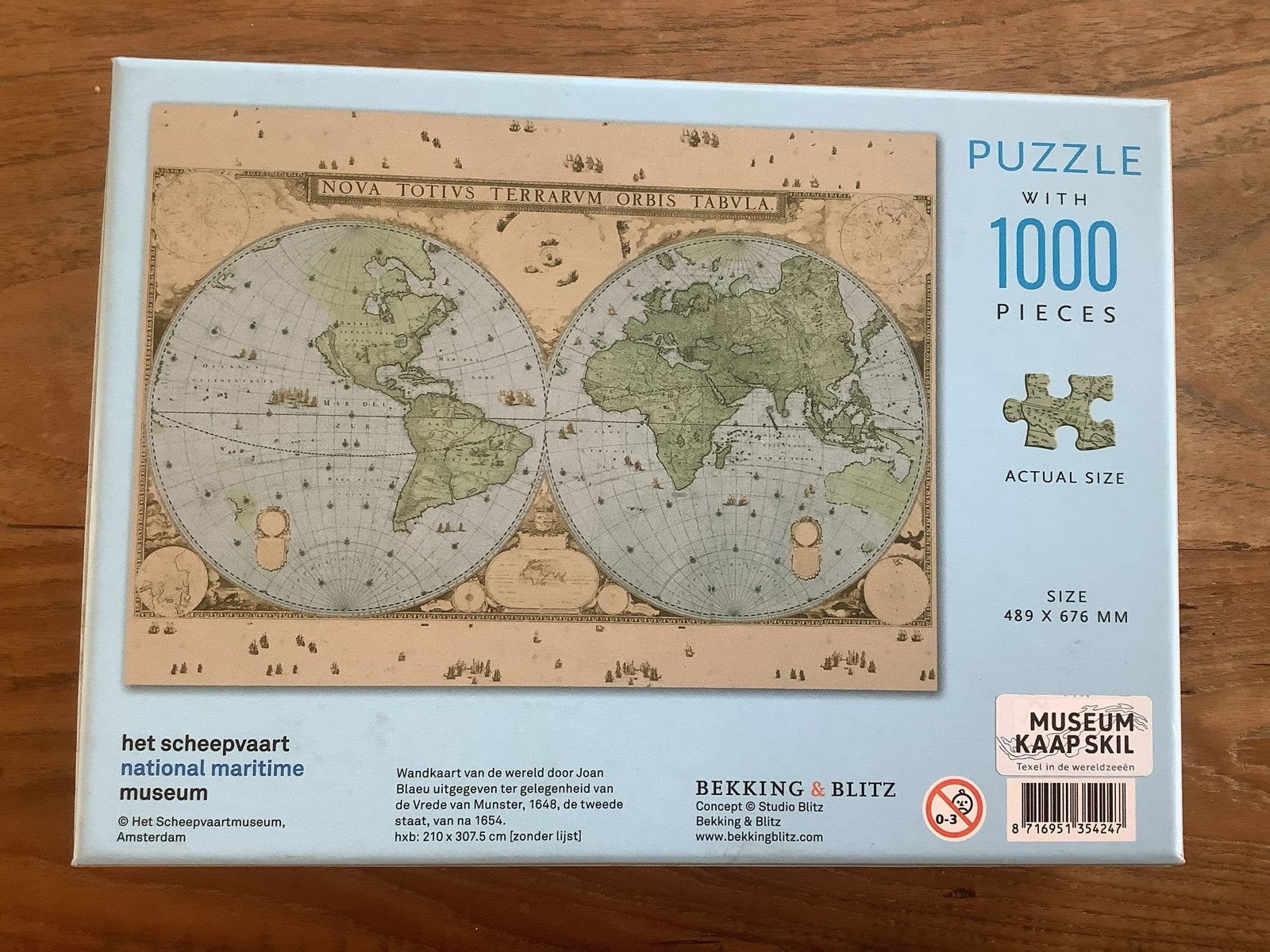 Wereldkaart Puzzel 1000 Stuks Scheepvaart National Museum, Ophalen of Verzenden, 500 t/m 1500 stukjes, Zo goed als nieuw, Legpuzzel