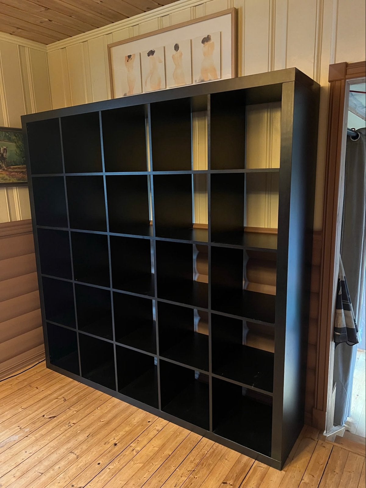 Ikea expedit/kallax kast zwart 5 x 5, Ophalen, Met plank(en), Gebruikt, 150 tot 200 cm
