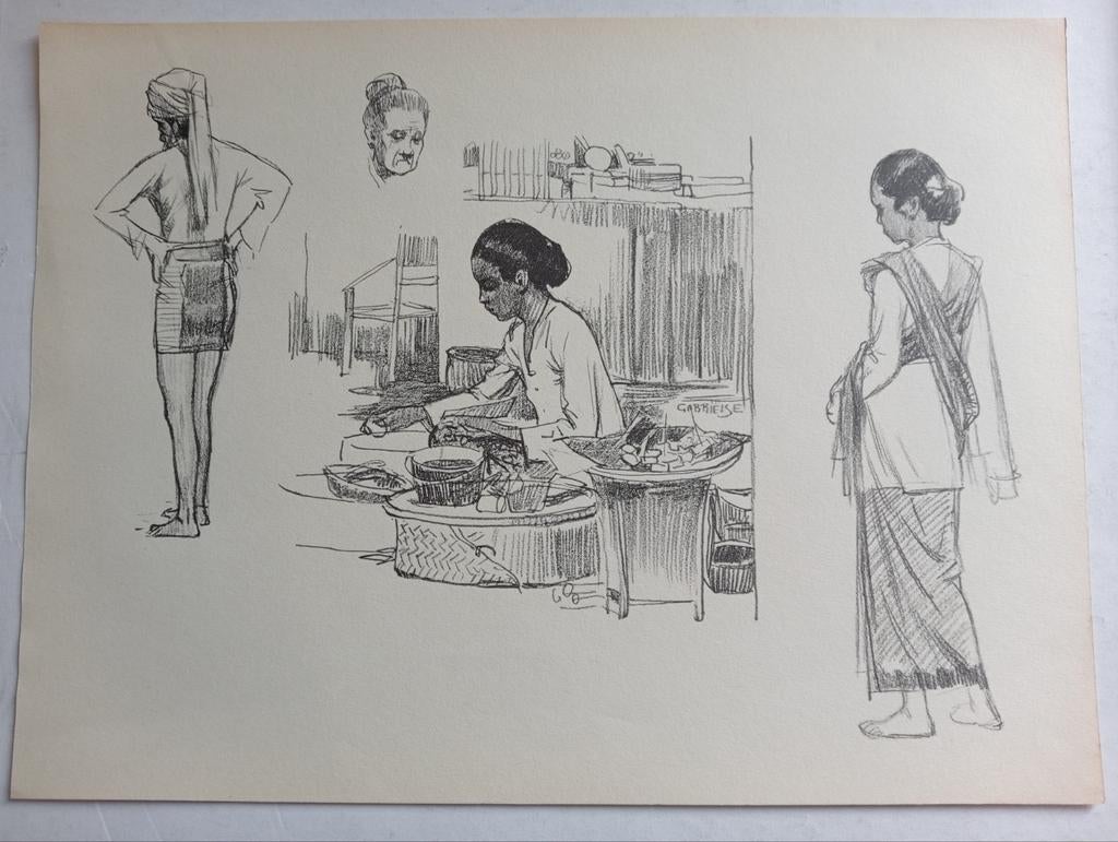 Gabrielse prent Nederlands Indië Indonesië, Ophalen of Verzenden, Voor 1940, Gebruikt, Overige onderwerpen