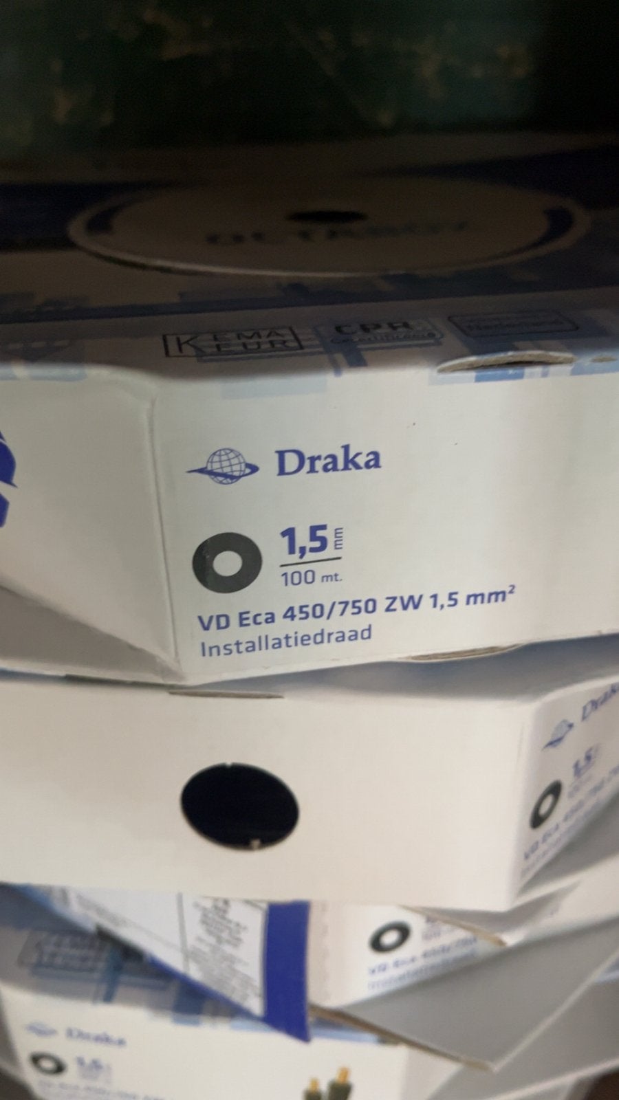 Draka VD Eca Installatiedraad 1.5mm² - 100 meter, Ophalen of Verzenden, Nieuw, Draka, Kabel of Snoer