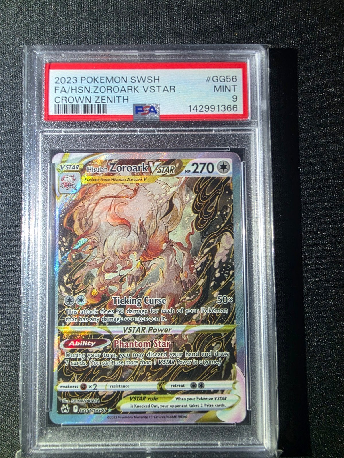 PSA 9 Hisuian Zoroark VSTAR Crown Zenith Pokemon Kaart, Ophalen of Verzenden, Nieuw, Losse kaart, Foil