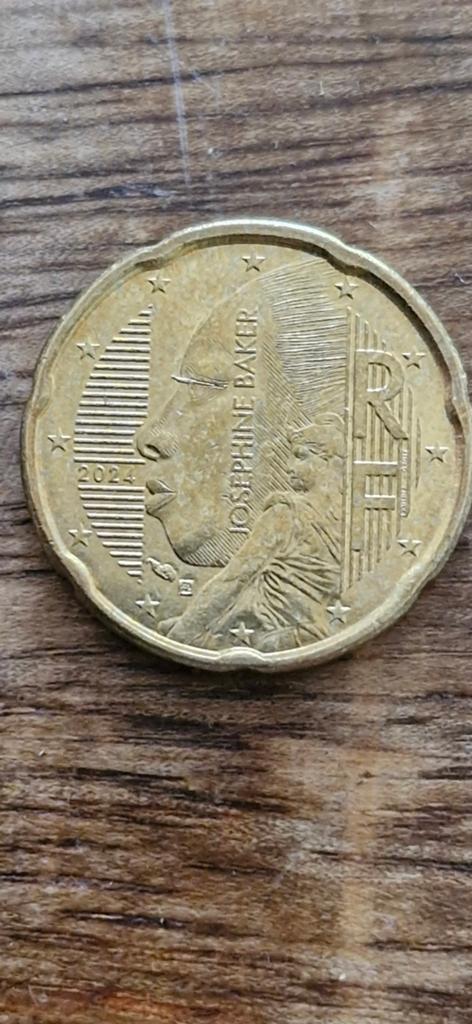 20ct munt Josepfine Baker 2024, Ophalen of Verzenden, Frankrijk, Overige waardes, Losse munt