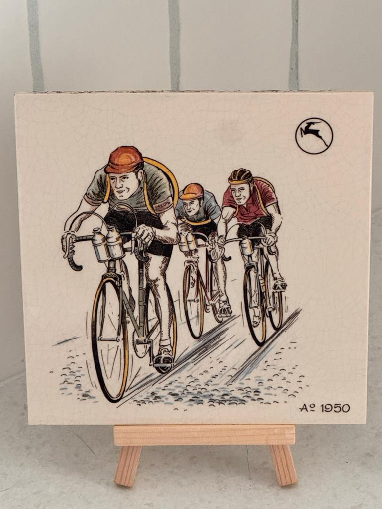 Vintage Gazelle Tegel - Wielrenners - A 1950, Ophalen of Verzenden