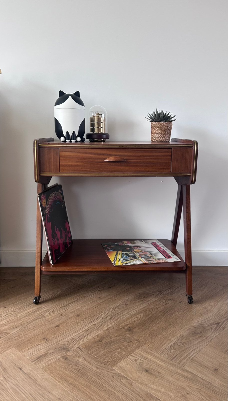 Midcentury Audio/Bijzettafel Teak, Huis en Inrichting, Gebruikt, 50 tot 100 cm, Midcentury/Vintage, Teakhout