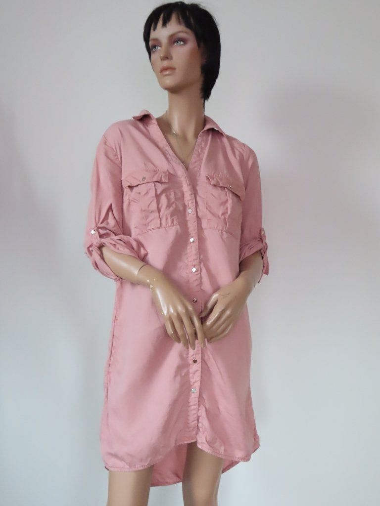 KOCCA Geweldig Zalmroze Blouse Jurk van Lyocell 42 L-XL, Kleding | Dames, Maat 42/44 (L), Kocca, Ophalen of Verzenden, Zo goed als nieuw
