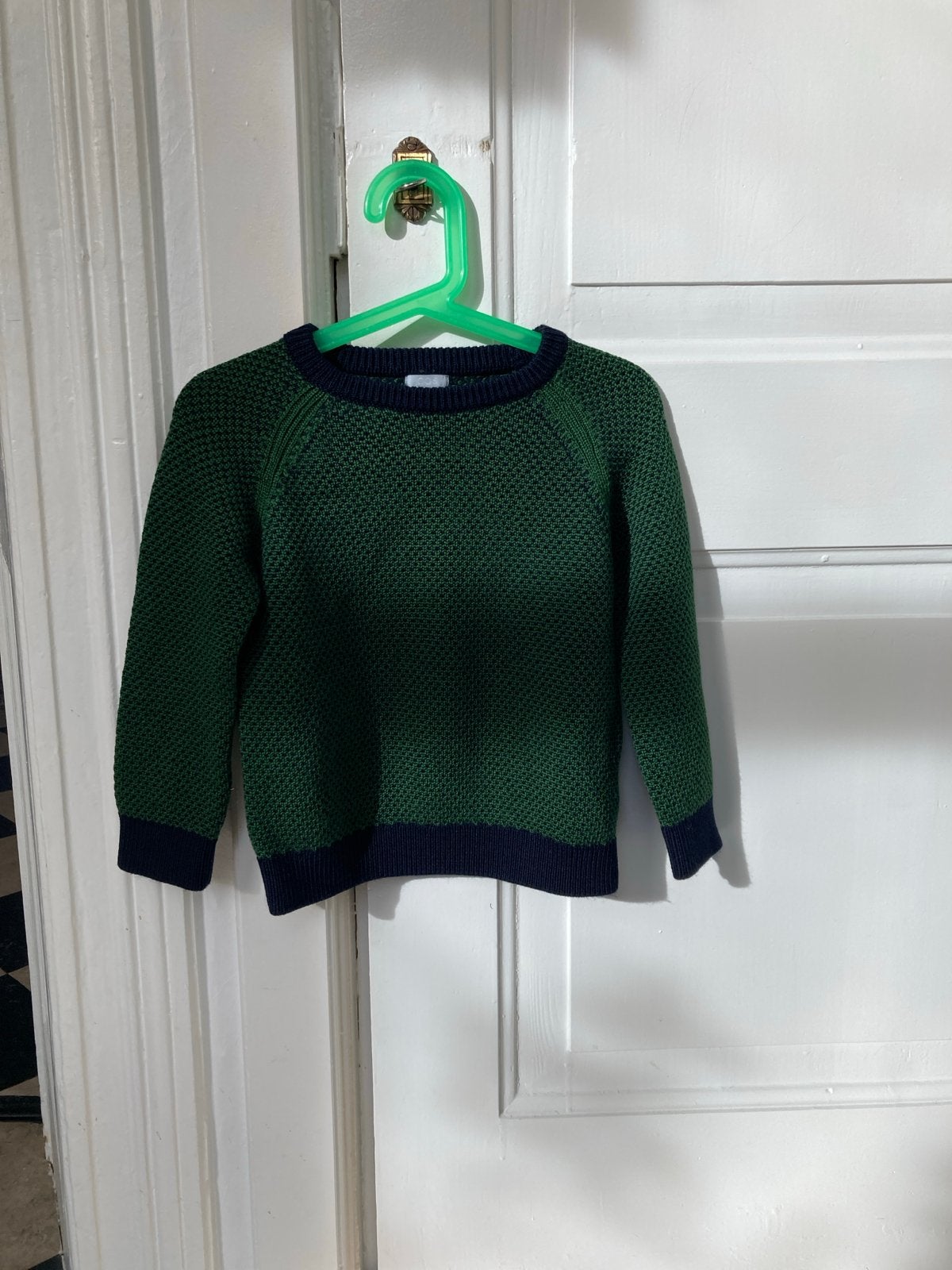 COS wollen trui groen/donkerblauw maat 110, Ophalen of Verzenden, Zo goed als nieuw, Jongen of Meisje