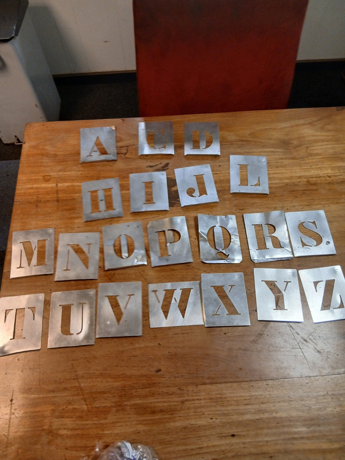 Metalen sjablonen letters (5 ontbreken), Gebruikt, Onbekend, Onbekend, Onbekend