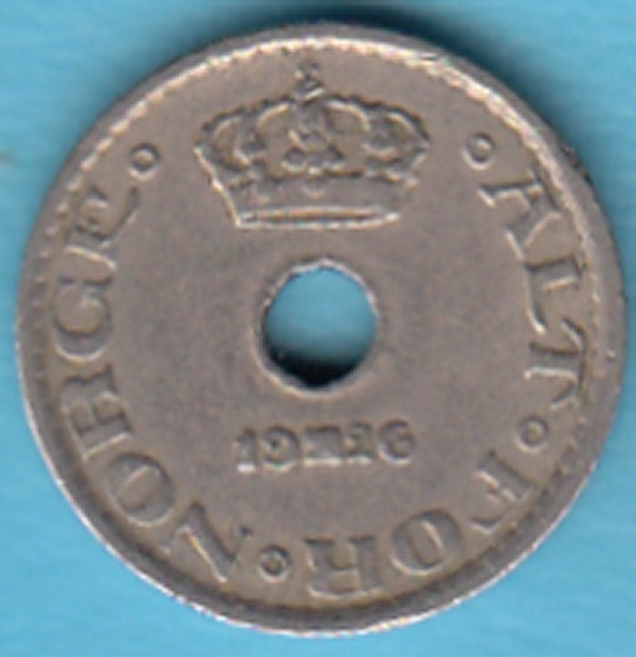 Noorwegen 10 öre 1926 Haakon VII, KM# 383 in munthouder, Ophalen of Verzenden, Overige landen, Losse munt