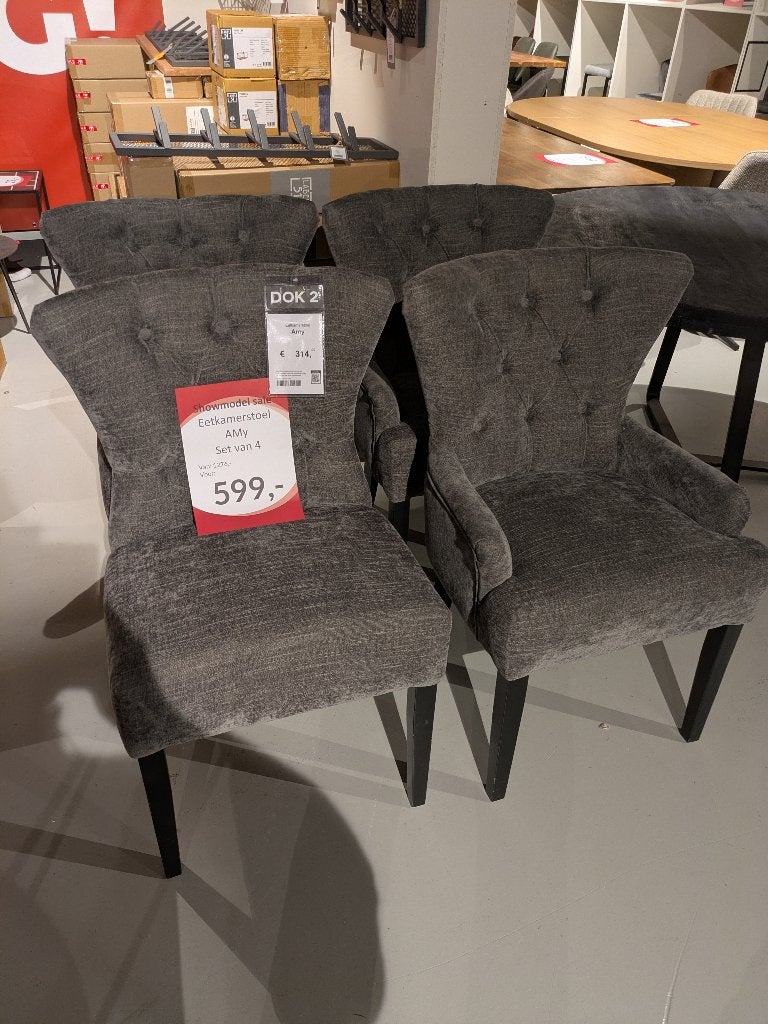 SET VAN 4 NIEUWE KLASSIEKE STOELEN STERK AFGEPRIJSD, Ophalen, Nieuw, Vier, Grijs
