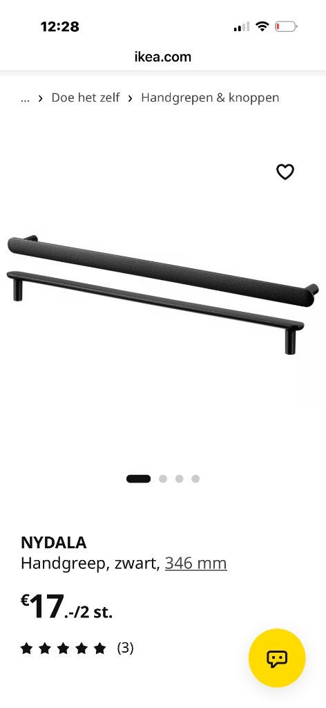 Nydala zwarte handgrepen 346 mm, Ophalen, Nieuw
