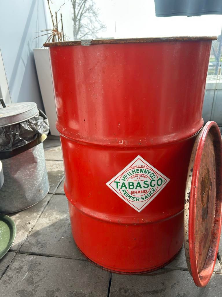 Unieke Tabasco BBQ-vat - Perfect voor buiten koken!, Ophalen of Verzenden, Gebruikt