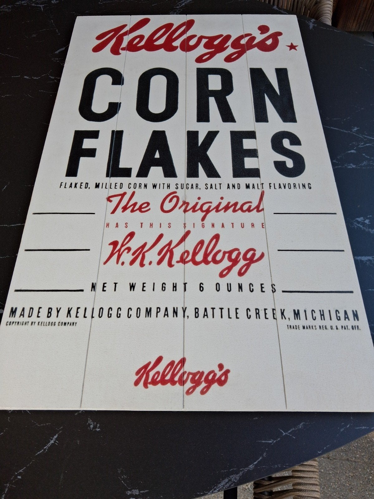 Vintage retro reclame Kellogg's Corn Flakes Houten Wandbord, Ophalen of Verzenden, Nieuw