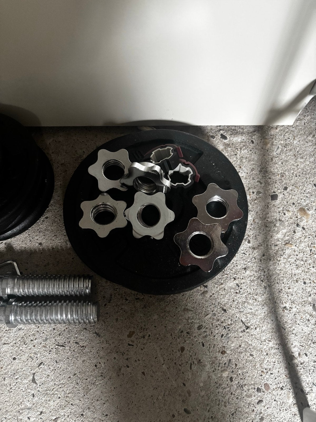 Complete Halterset met Dumbbells en Halterschijven, Ophalen of Verzenden, Gebruikt, Armen, Halterset