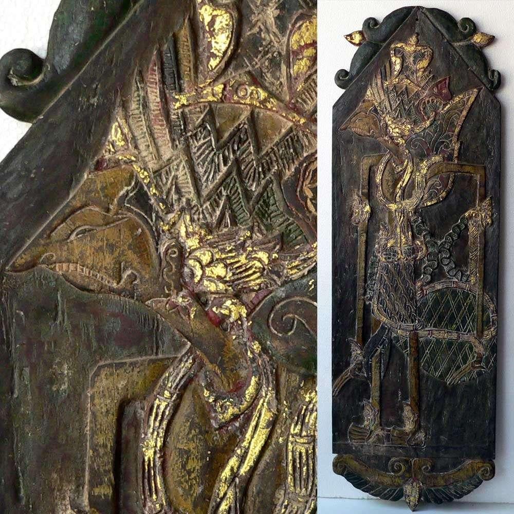 Zeer groot wandpaneel met Wayang BL4 Blawong Keris houder, Ophalen of Verzenden