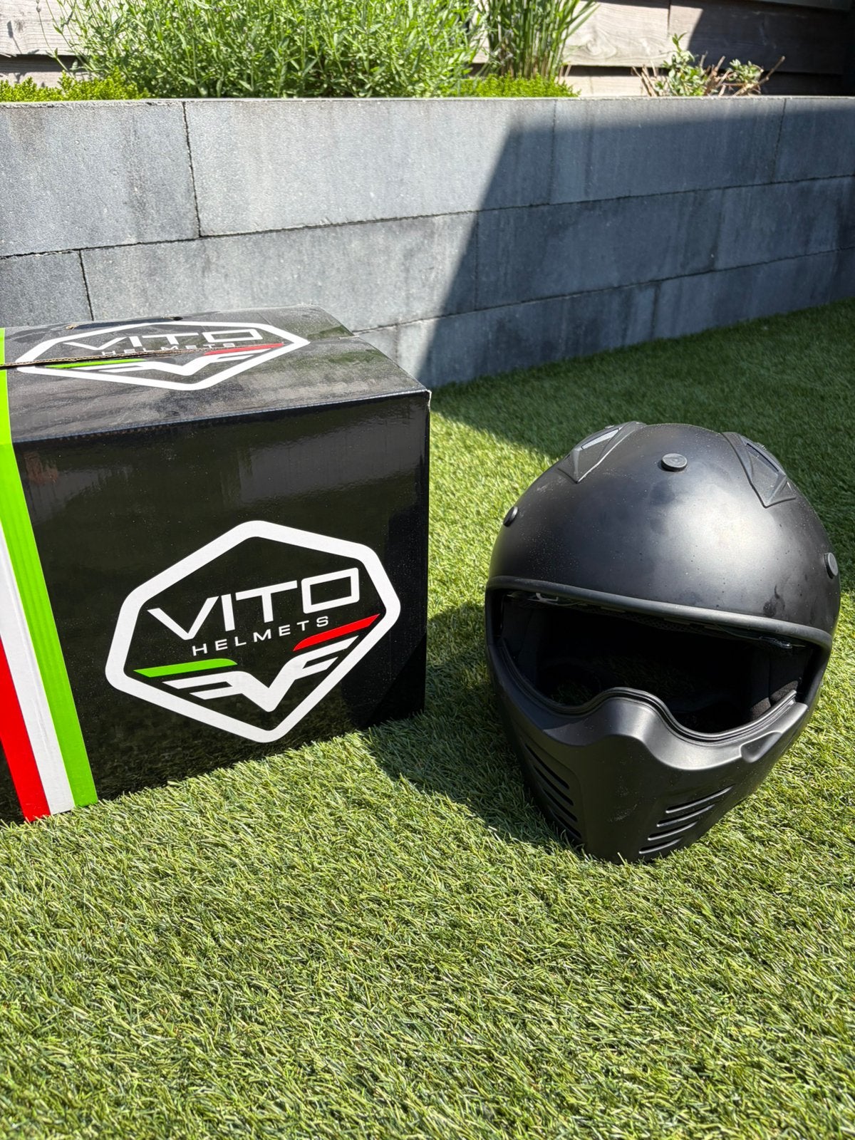 Vito Jet Bruzano Mat Zwart helm, mt L - ZGAN, Ophalen of Verzenden, Zo goed als nieuw, Large