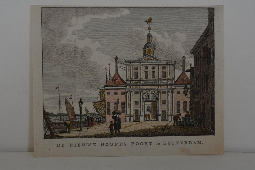 ROTTERDAM DE NIEUWE-HOOFDSPOORT Gravure 1786 Bulthuis GP2, Verzenden, Stadsgezicht, Handgekleurd, Gravure