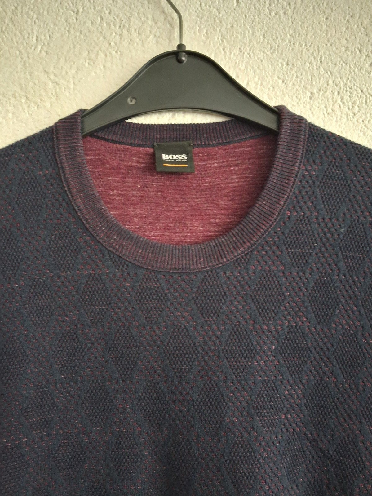 BOSS Heren Trui XXL - Donkerblauw met Rood Patroon, Ophalen of Verzenden