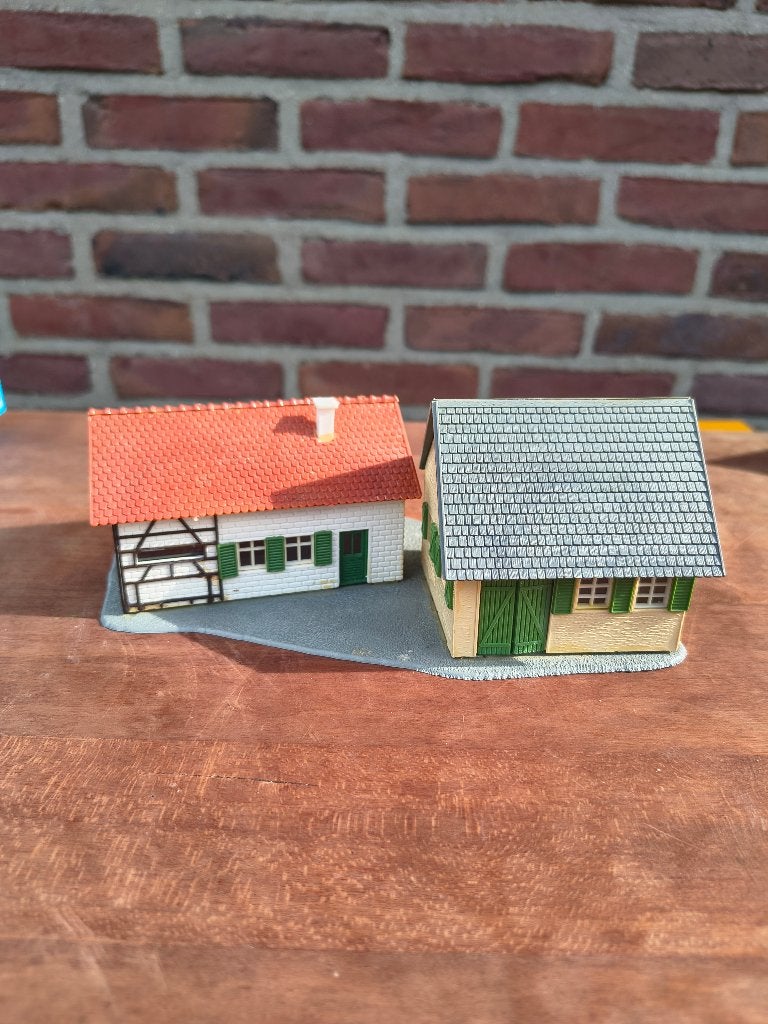 Modelbouw huisjes 4 stuks, Overige merken, Gebruikt, Gelijkstroom of Wisselstroom, Brug, Tunnel of Gebouw