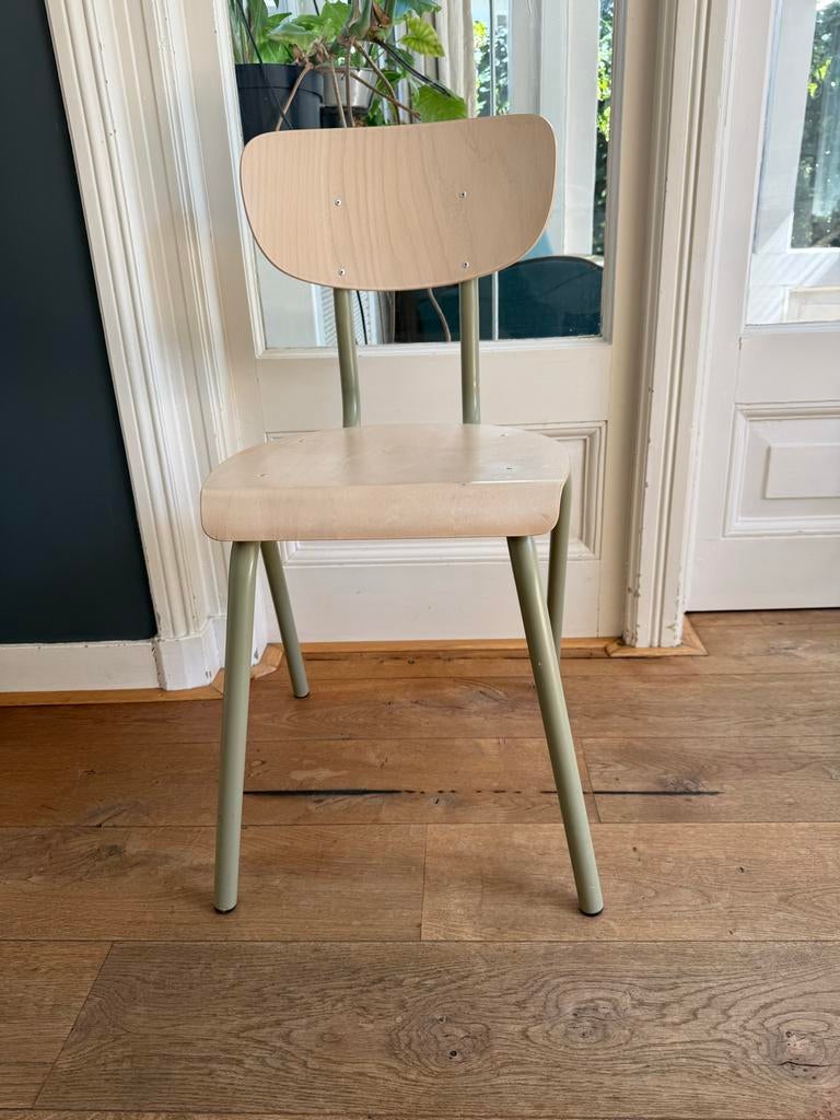 Stijlvolle TUBAX houten stoel met metalen frame (3 stuks), Ophalen, Overige kleuren, Zo goed als nieuw, Eén