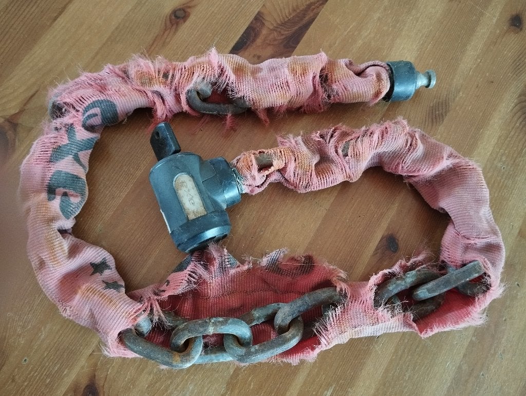 Axa fietsslot met ketting, 1 m, heel zwaar, prima kwaliteit, Ophalen, Gebruikt, Kettingslot