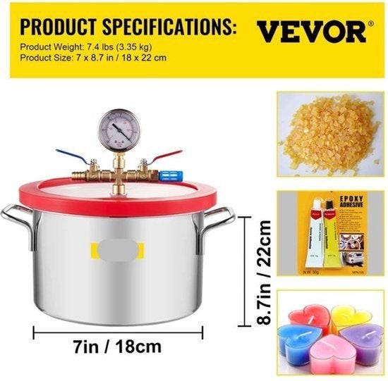 Vacuümkamer - 1,5 Gallon Vacuümontgassingskamer - Glazen Dek, Corvance B.V., Verzenden, Nieuw, Corvancebol@gmail.com