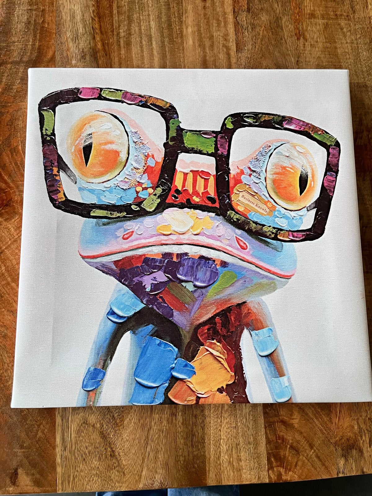 Kleurrijk Schilderij: Hippe Kikker met Bril, Met textuur, Ophalen of Verzenden, Dieren, Print