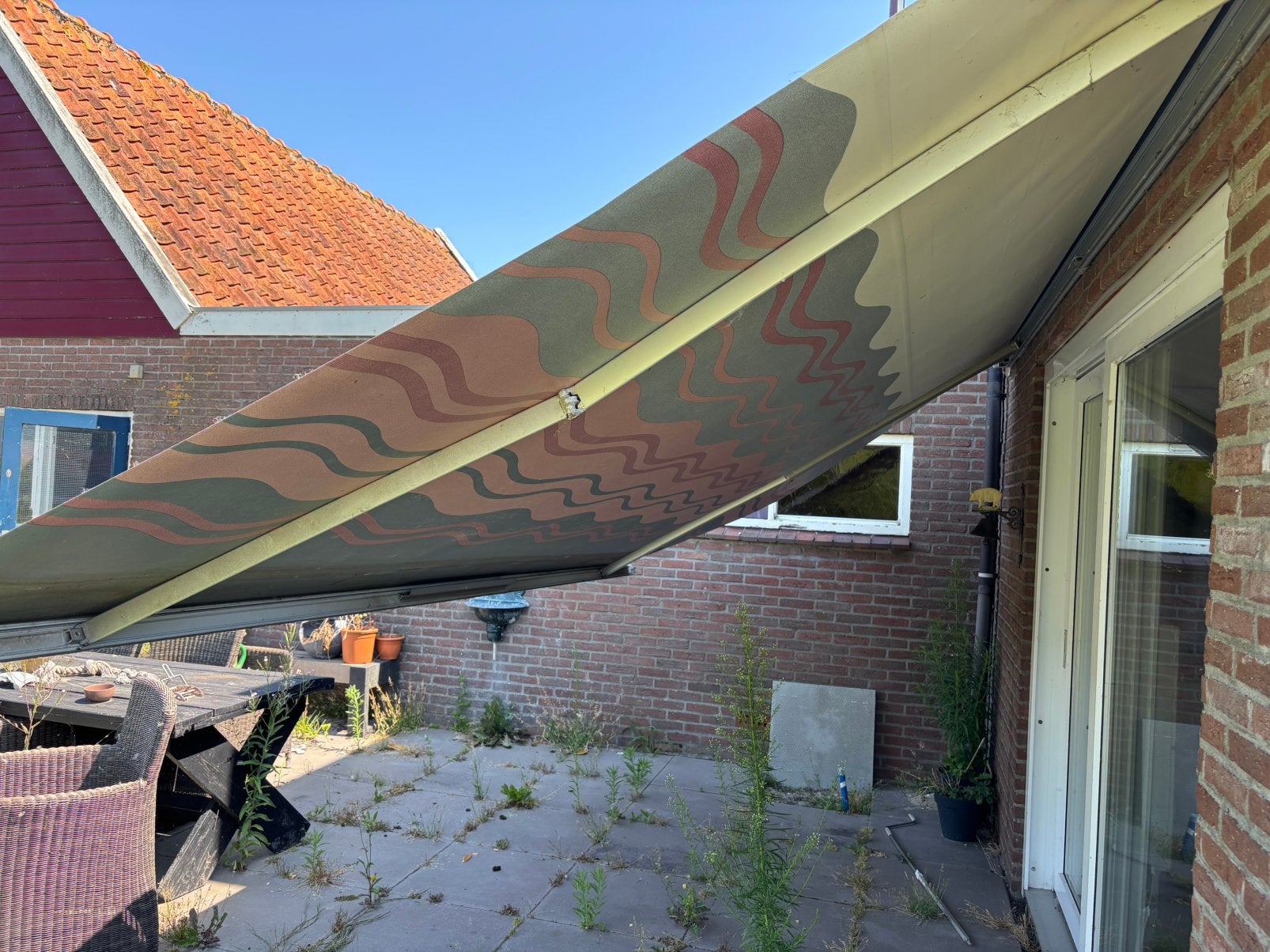 Zonnescherm, Ophalen, Gebruikt, Knikarmscherm