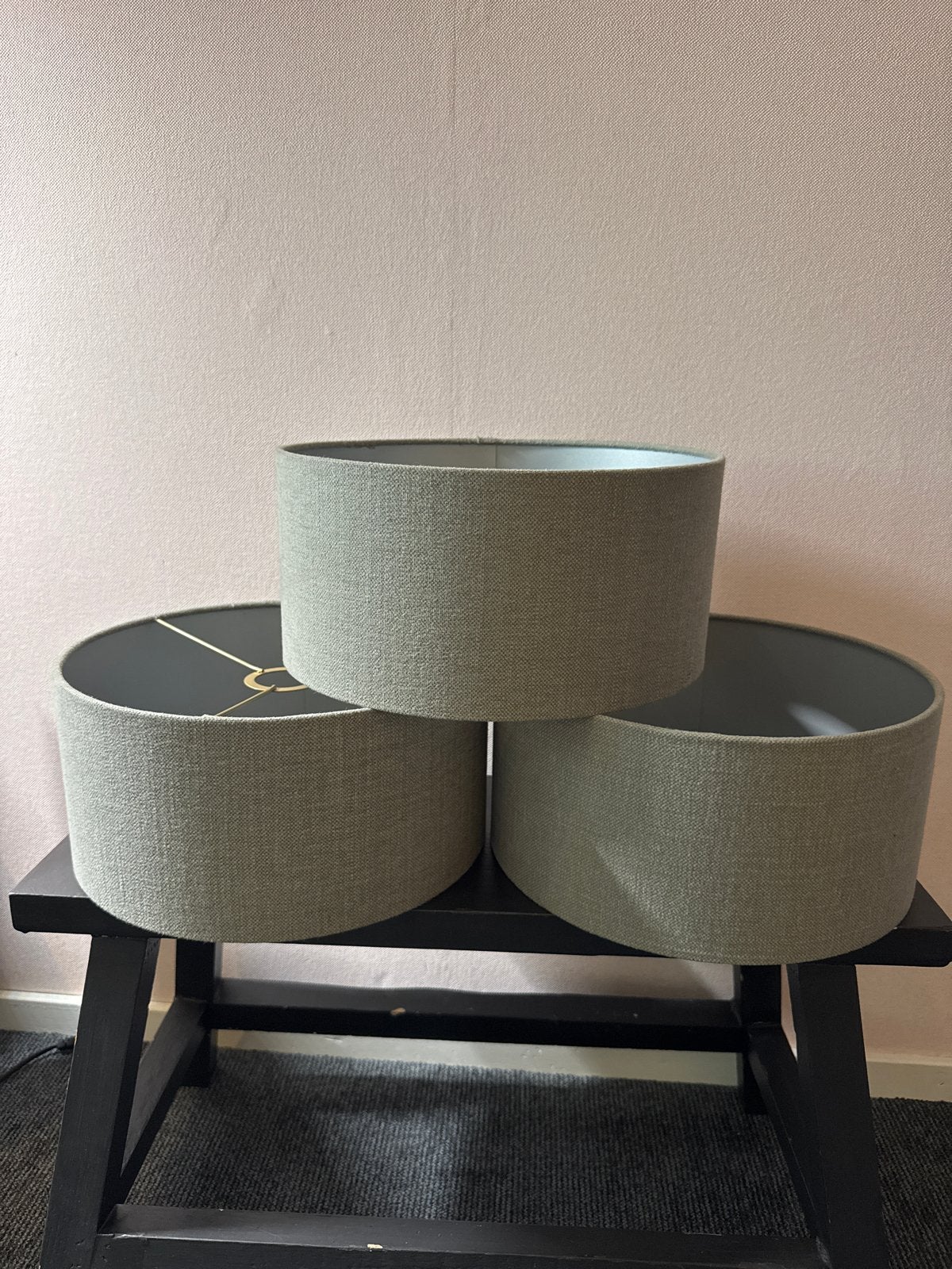 3 Lampenkappen, grijs, ca. 30x15 cm, los of samen, Gebruikt, Rond, Ophalen of Verzenden, Textiel