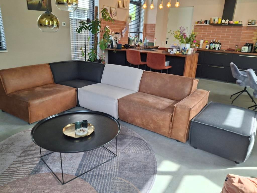 Leen Bakker Umix Elementenbank - Modulaire Hoekbank, Huis en Inrichting, Banken | Bankstellen, Ophalen, 250 tot 300 cm, Gebruikt