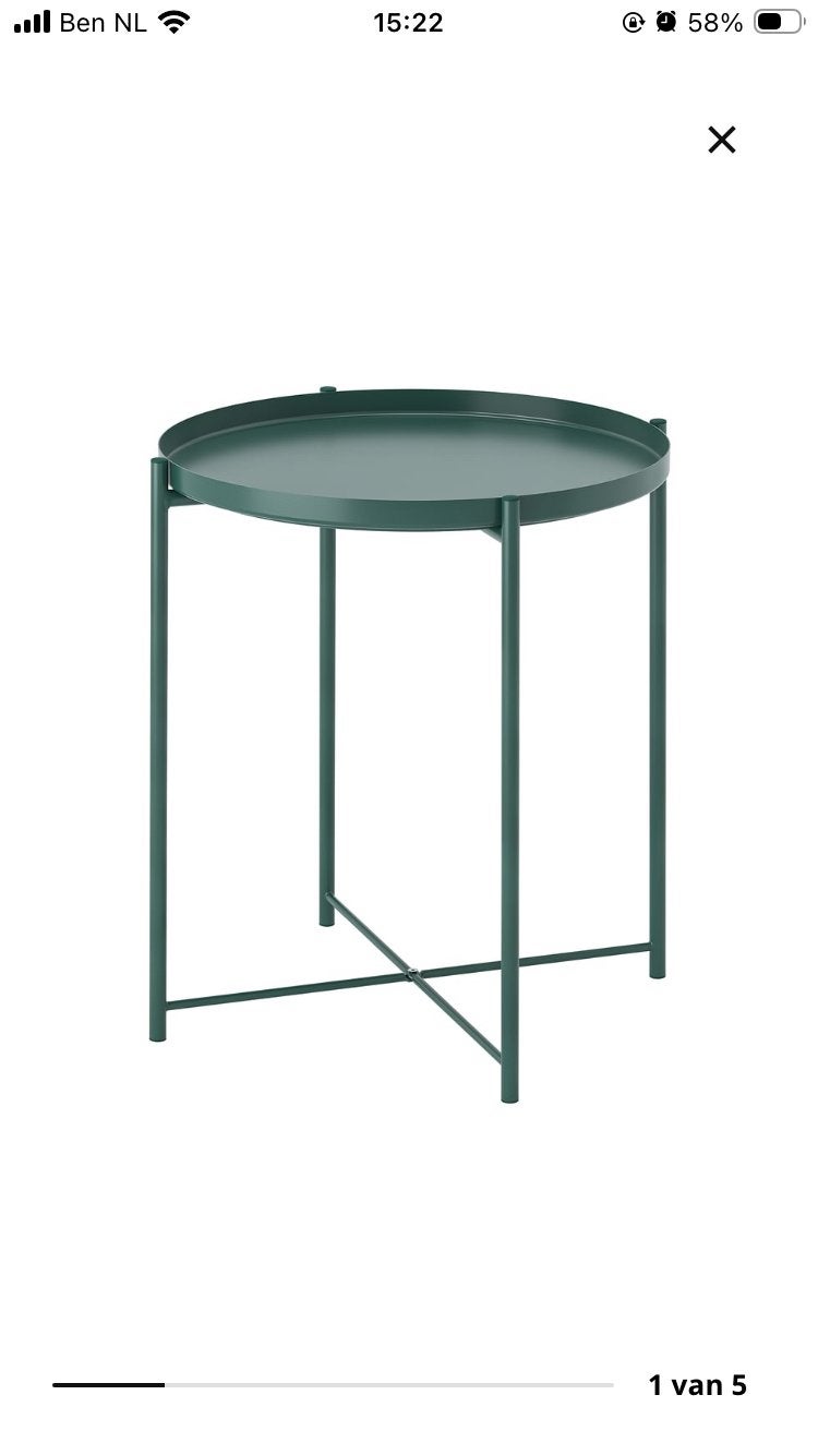 IKEA Gladom Salontafel - Donkergroen (Nieuw in doos), Huis en Inrichting, Minder dan 55 cm, Metaal of Aluminium, Rond, Nieuw
