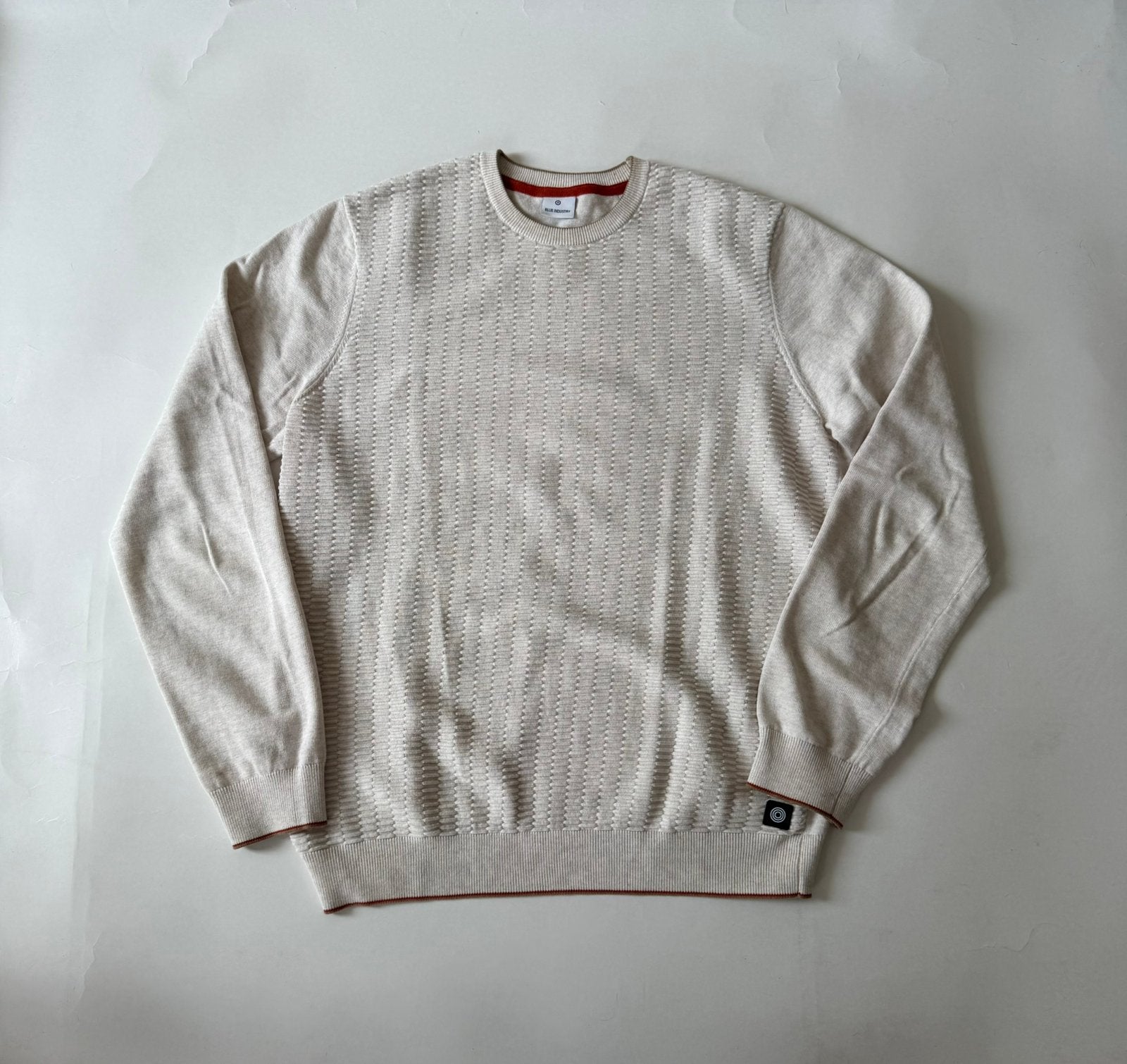 Blue Industry trui, heren, ronde hals, kleur offwhite, L, Ophalen of Verzenden, Zo goed als nieuw, Maat 52/54 (L), Beige