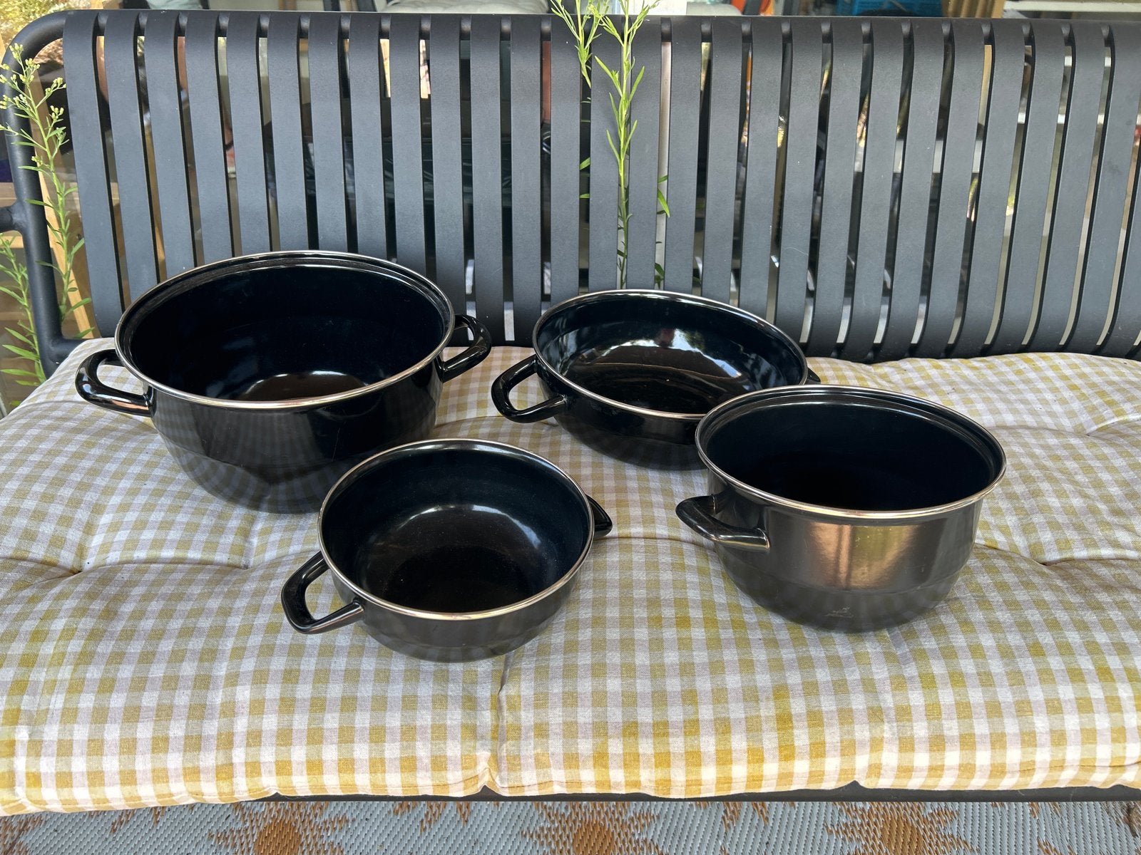Emaille pannen set - ideaal voor de camping, Ophalen, Gebruikt, Met handvatten, Pannenset