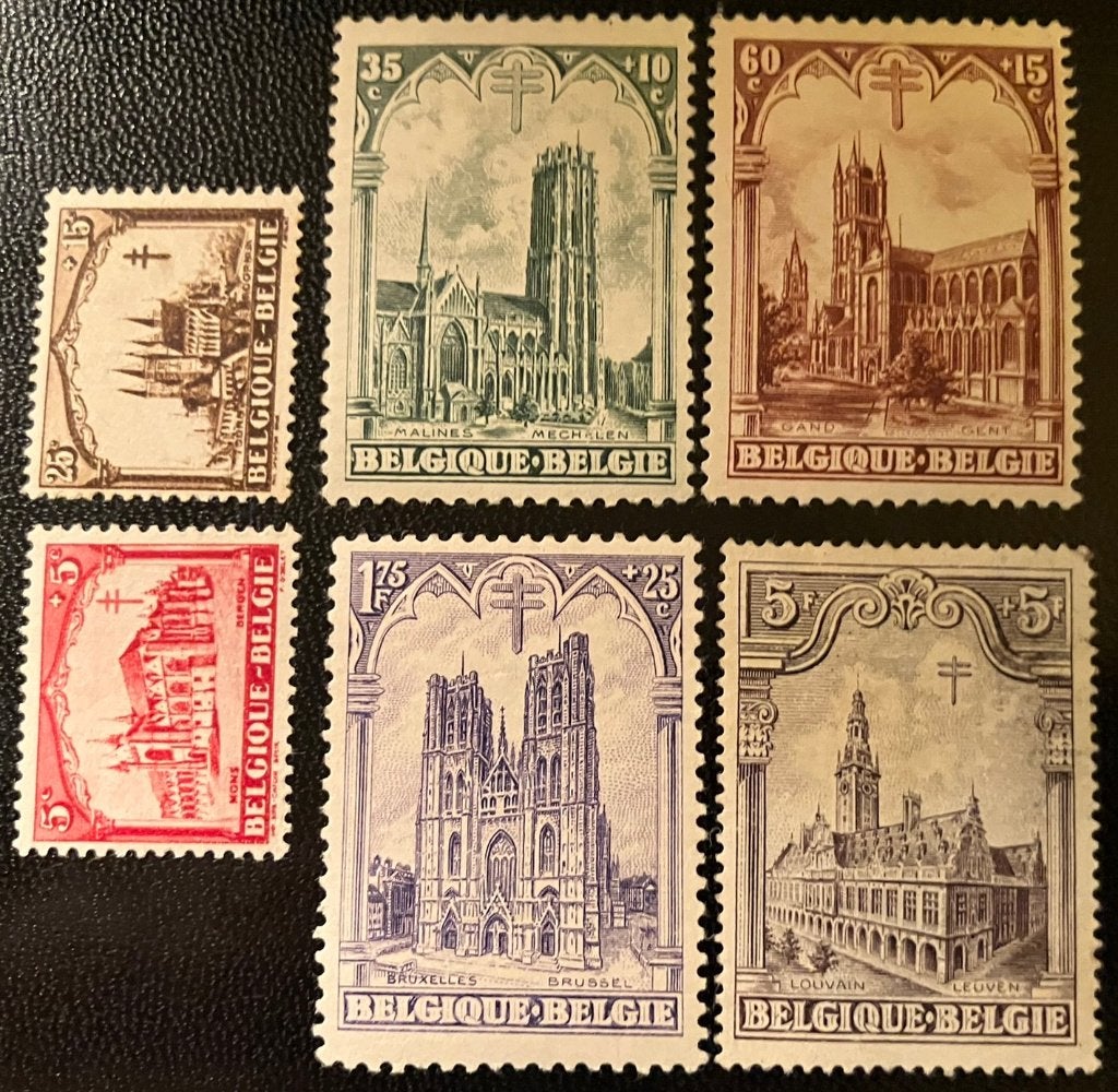 Belgie Michelnrs 244/249 ongebruikt, Postzegels en Munten, Postzegels | Europa | België, Verzenden, Spoor van plakker