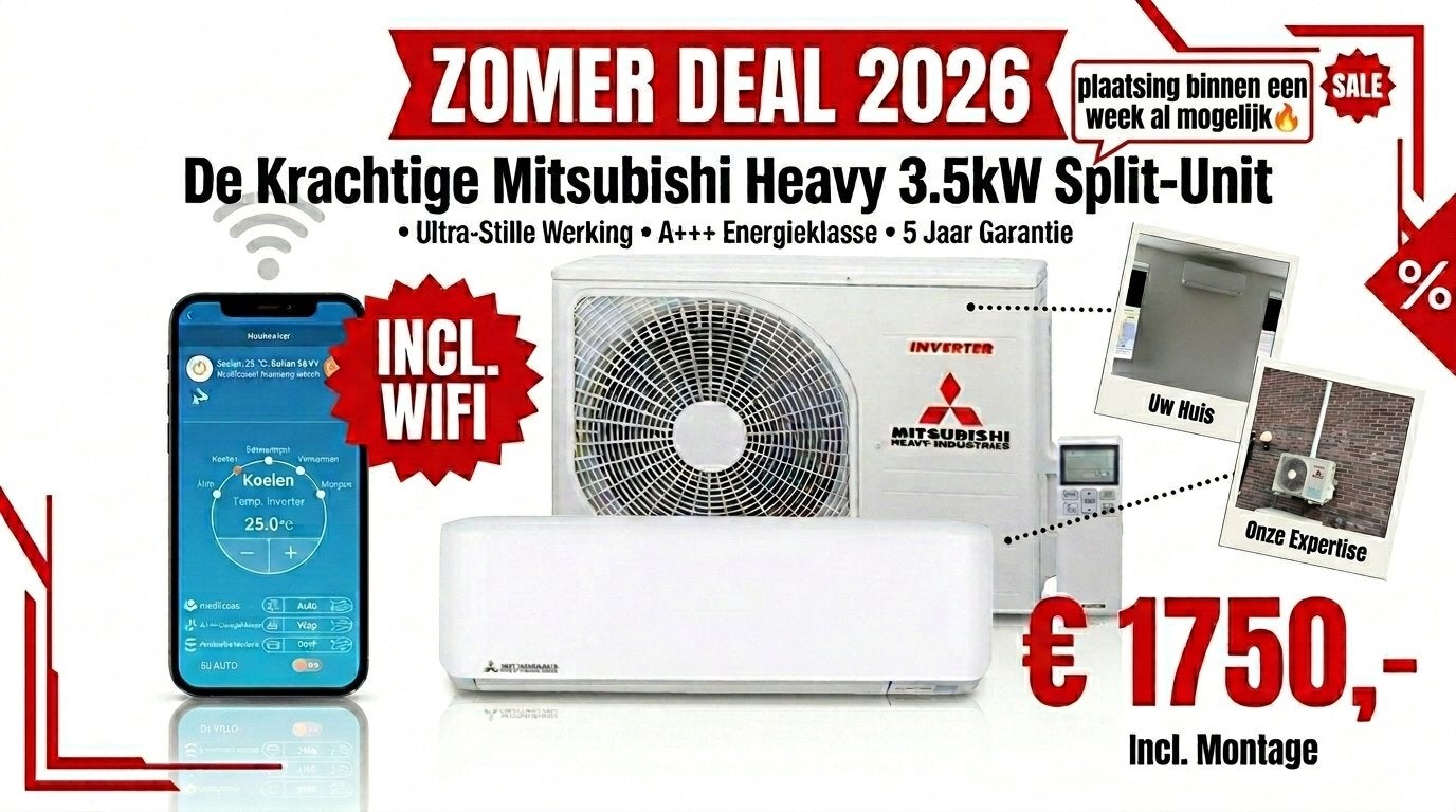 Mitsubishi heavy airco zomer deal 2026, Verwarmen, Minder dan 60 m³, 3 snelheden of meer, Ophalen of Verzenden