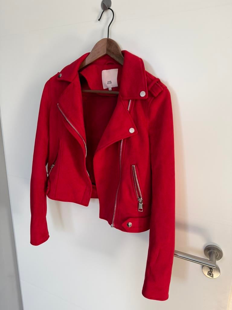 Rode suede jas/jack, Ophalen of Verzenden, Zo goed als nieuw, Maat 34 (XS) of kleiner, Rood