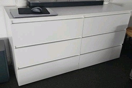 Witte ladekast met 6 laden, Huis en Inrichting, Ophalen, Overige materialen, Gebruikt, 100 tot 150 cm
