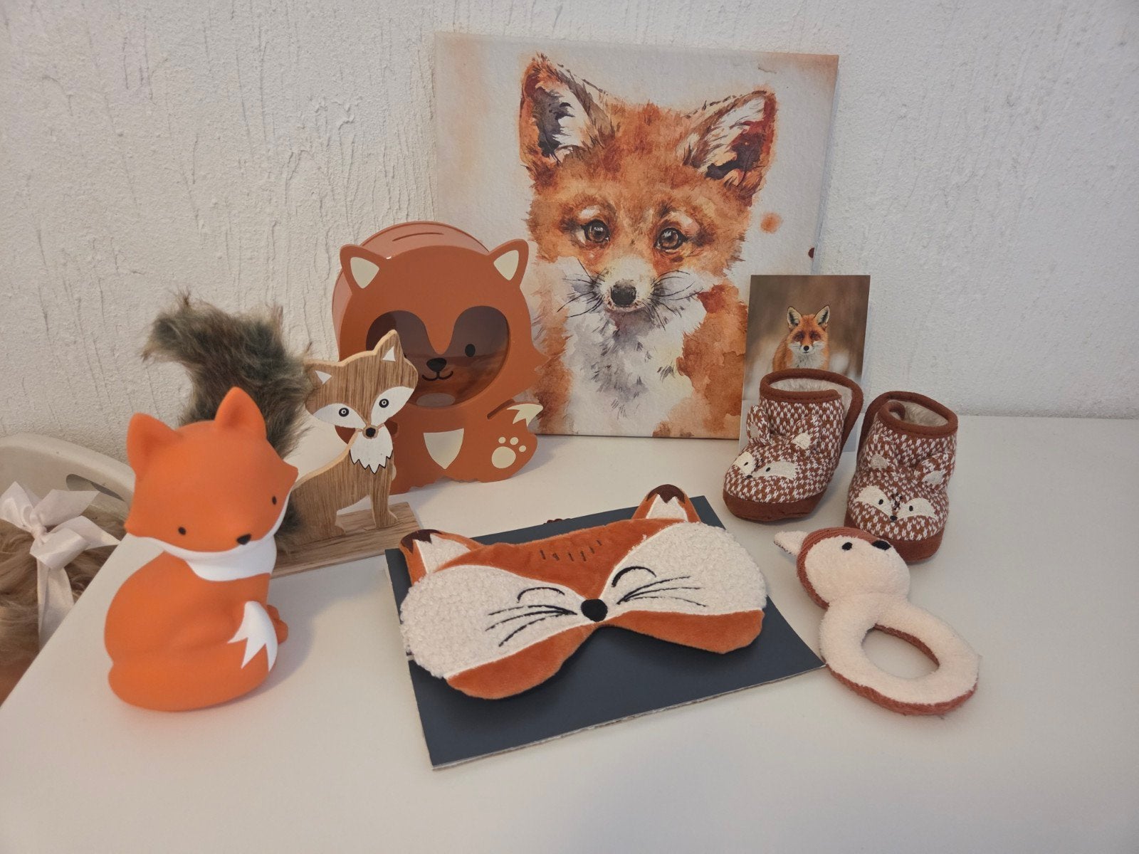 Vos accessoires voor babykamer: lampje, spaarpot, rammelaar, Ophalen of Verzenden, Nieuw