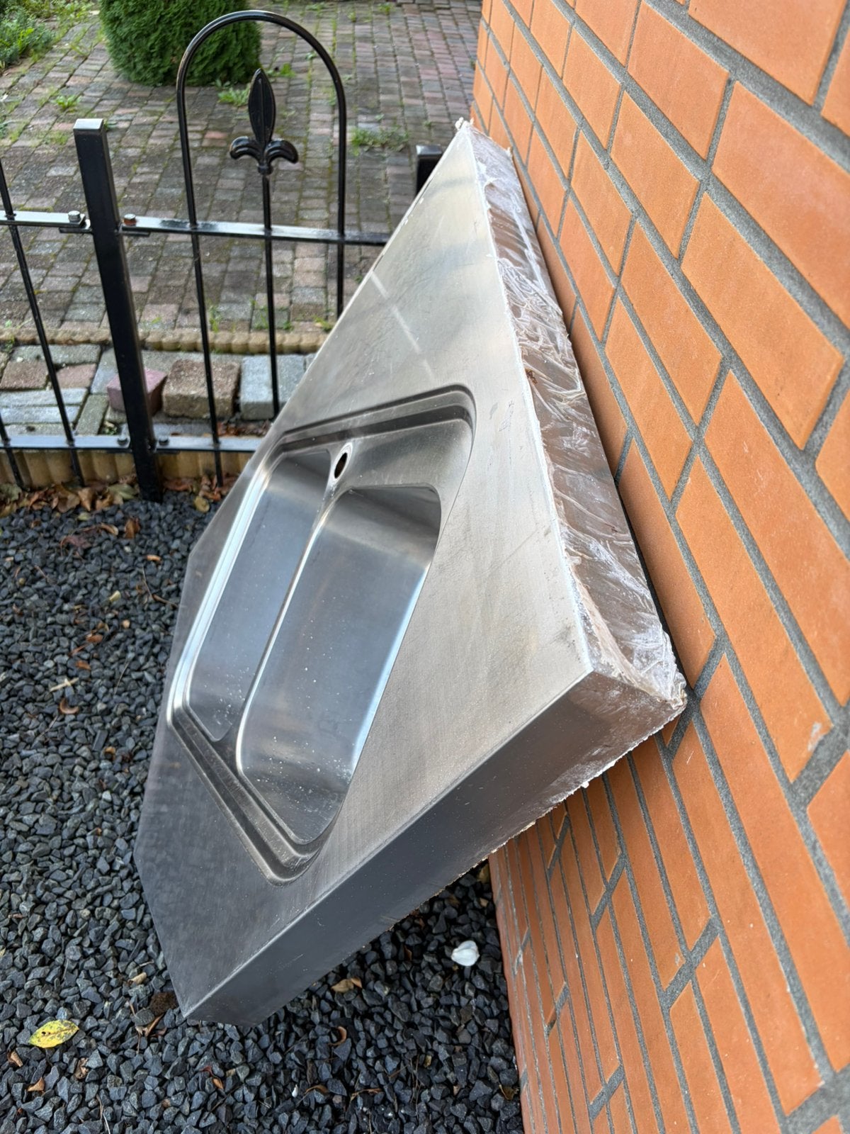 RVS hoek opb. Spoelbak 90x90, Ophalen, Gebruikt, 50 tot 100 cm, Minder dan 100 cm